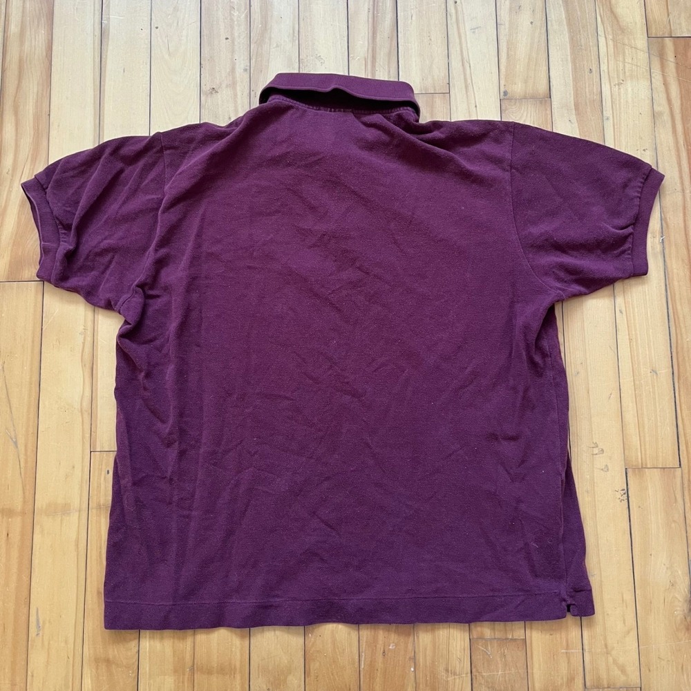 Lacoste Polo Shirt Burgundy Short Sleeve Embroidered Croc Mens 6 / large - Picture 2 of 6